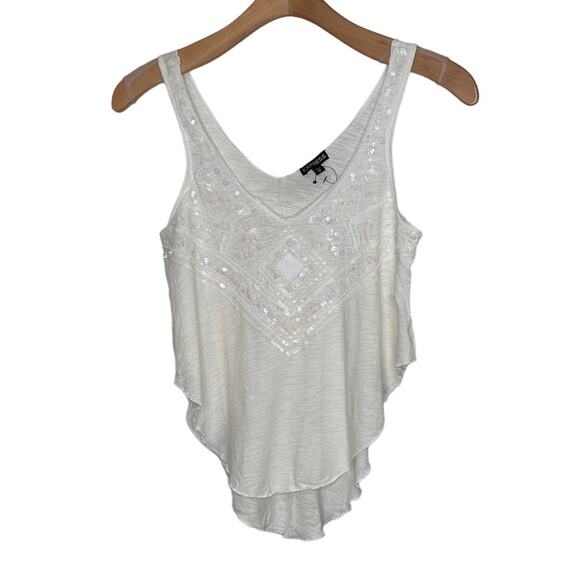 NWOT Express Cream Sequined Tank Top size XS - Picture 1 of 5